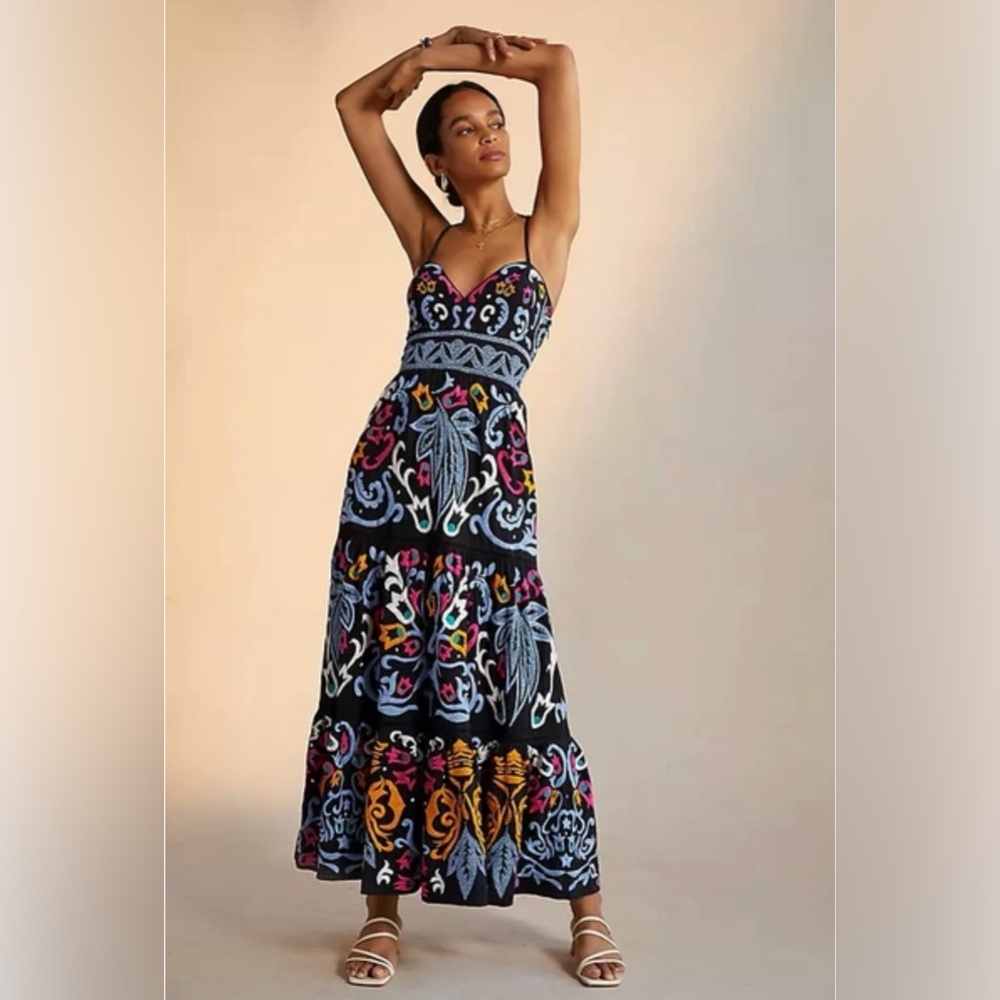 Anthropologie embroidered Maxi Dress, size 4. Worn once
